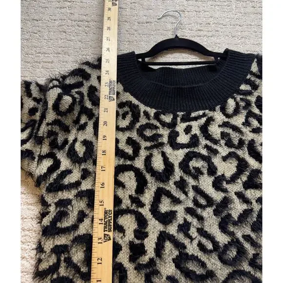 Marc New York Andrew Marc Sweater Womens Medium Beige Leopard Knit Pullover - Picture 6 of 8